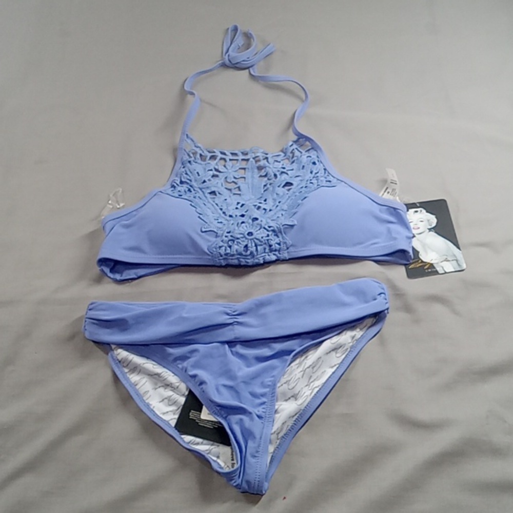 Bathing Suit Marilyn Monroe SMALL Swimwear TWO Piece BIKINI NEW PERIWINKLE